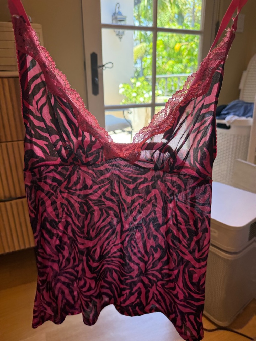 Tabitha Hot Pink and Black Zebra Lace Cami